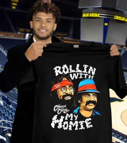 Cheech&Chong チーチ&チョング "ROOLIN WITH MY HOMIE" Tee ブラック Tシャツ
