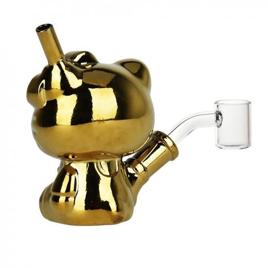 Hey There, Cat Electroplated Glass Dab Rig&Warter pipe 2way 水パイプリグ