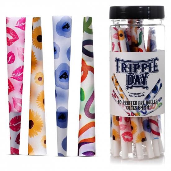 Trippie Day Printed Pre Rolled Paper Cones 1 1/4Size 40本入 プレロールコーン