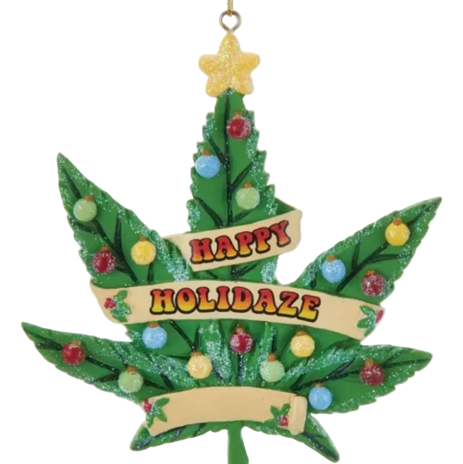 Happy Holidaze' Cannabis Leaf Ornament オーナメント