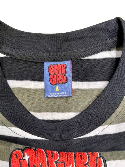 Empyre エンパイアBurner Knit Deep Lichen Green Stripe T-Shirt Tシャツ ブラックxグリーン