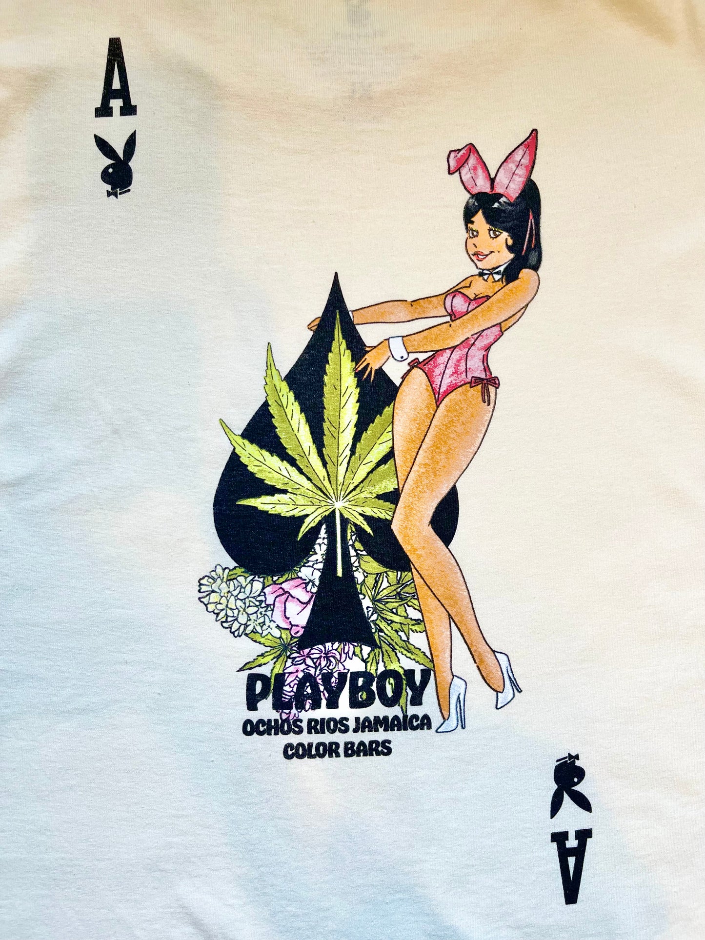 COLOR BARS カラーバーズ x PLAY BOY プレイボーイJamaica Spade Tee Tシャツ クリーム