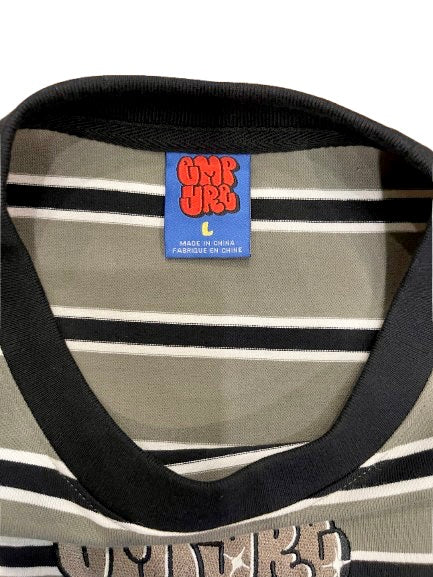 Empyre エンパイア Burner Knit Olive Green & Black Stripe T-Shirt Tシャツ