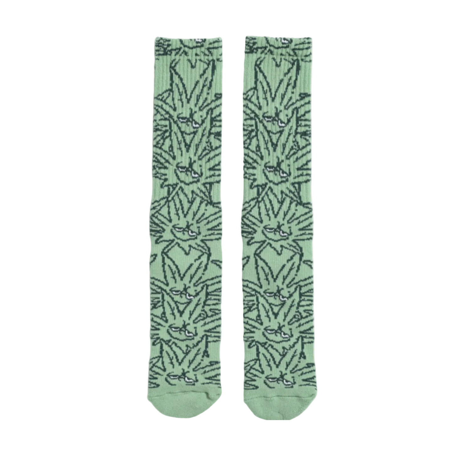 HUF ハフ Green Buddy Pattern Crew Socks ソックス グリーン