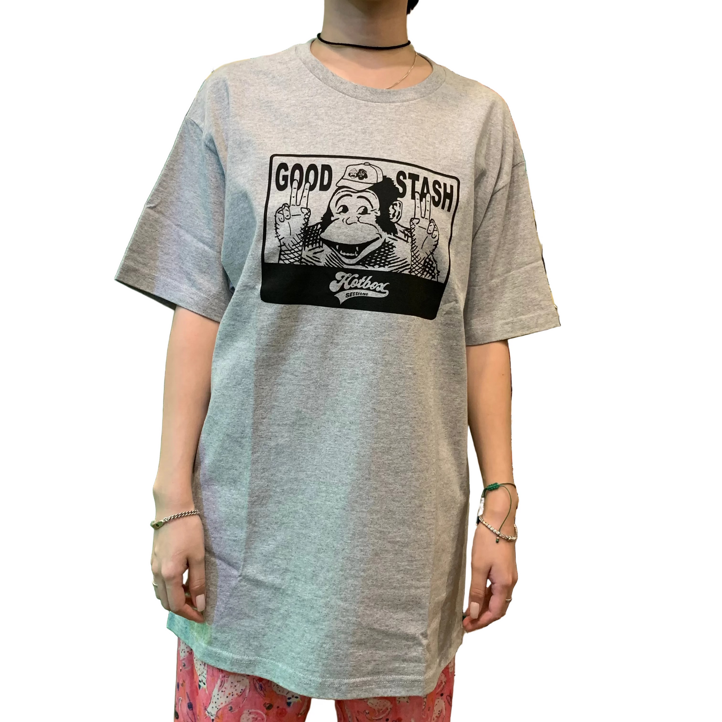 HOTBOX SESSIONSホットボックスセッションズ "BD" Tシャツ ホワイト/グレー/オリーブ