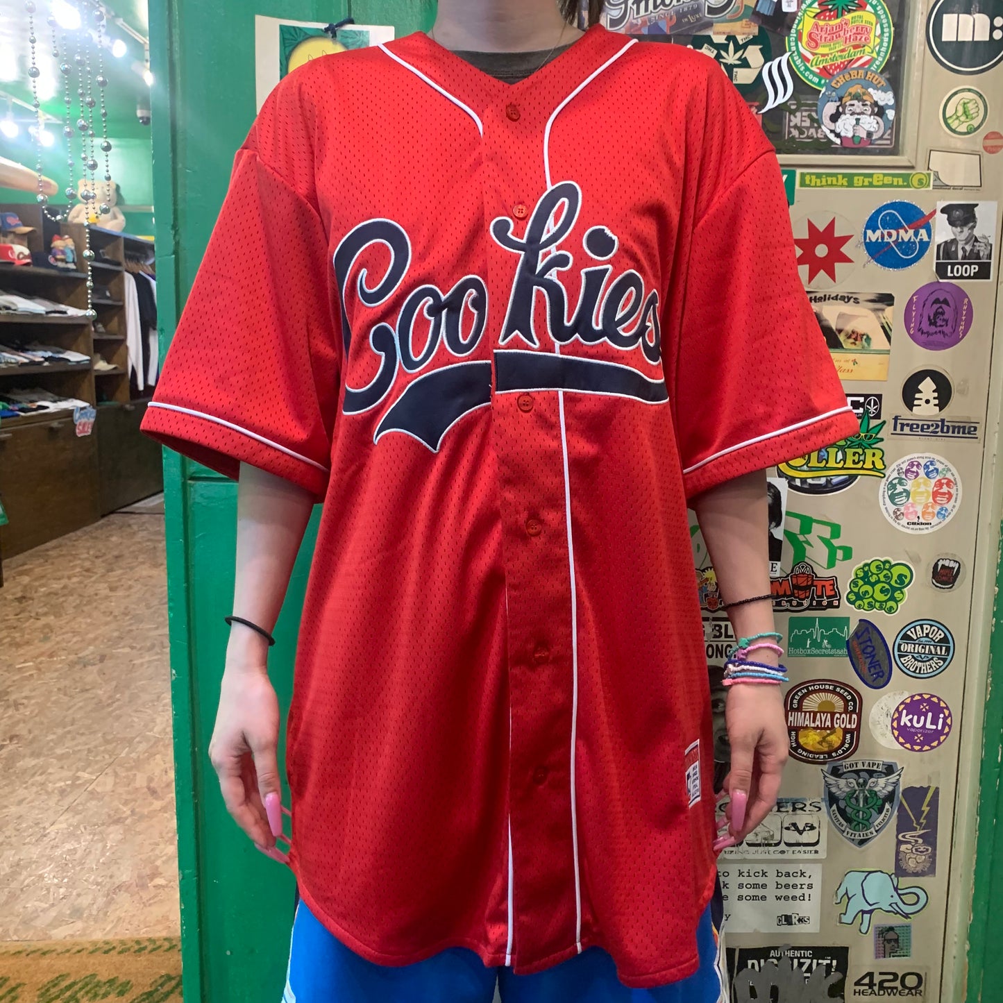 Cookies クッキーズ BASES LOADED MESH BASEBALL JERSEY メッシュシャツ レッド
