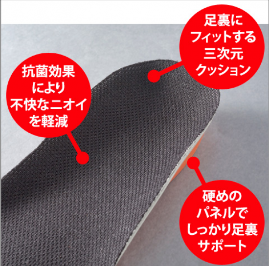 日本野鳥の会 バードウオッチング長靴 boots用 ソールラックサポート インソール　ブラック