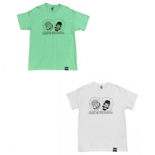 HOTBOXSESSIONS ホットボックスセッションズ ”HOME OF THE BLUNTS" art works by ESOW Tシャツ ホワイト/ライトグリーン