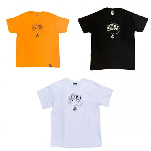 HOTBOX SESSIONS ホットボックスセッションズ "GOOF BALLZ"  by Casper Tシャツ  ホワイト/ネイビー/オレンジ