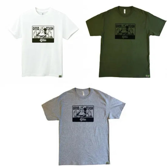 HOTBOX SESSIONSホットボックスセッションズ "BD" Tシャツ ホワイト/グレー/オリーブ