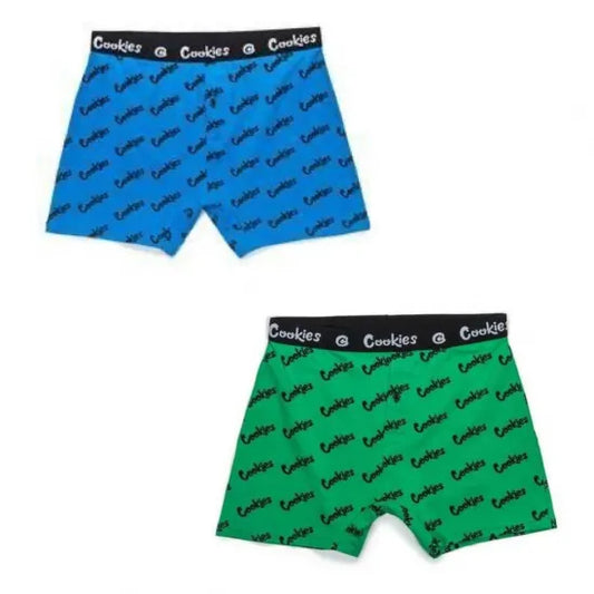 Cookies クッキーズ Men's REPEATED PRINT BOXER BRIEFS ショーツ
 パンツ グリーン/クッキーズブルー