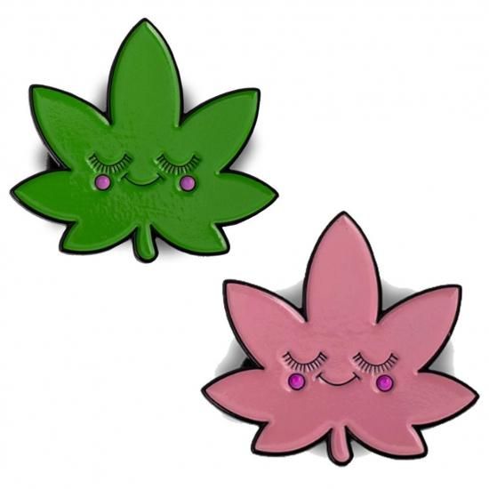 JUNGLE BOYS ジャングルボーイズ "Happy Leaf Pin" ピンバッチ グリーン/ピンク