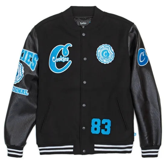 ★Cookiesクッキーズ DOUBLE UP LETTERMAN JACKET Black ブラック ジャケット