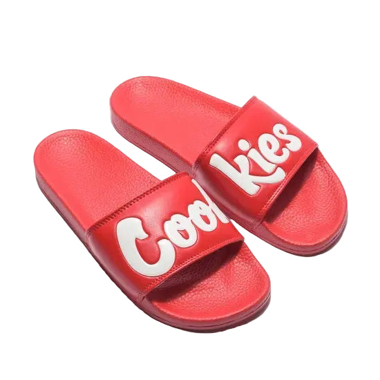 Cookies クッキーズ ORIGINAL LOGO SLIDES レッド サンダル