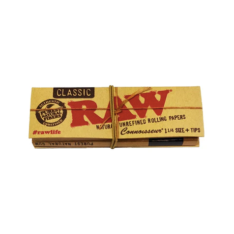 RAWロウ Connoisseur natural unre fined rolling papers + TIPS ペーパー+チップ