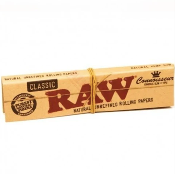RAWロウ Connoisseur natural unre fined rolling papers + TIPS ペーパー+チップ