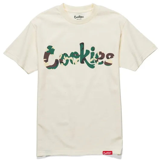 【SALE!!】Cookies  クッキーズORIGINAL LOGO CREAM TEE Green Camo Tシャツ