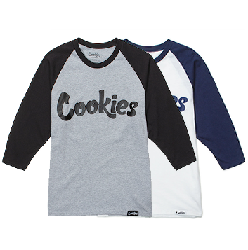 Cookies クッキーズ Logo Raglan Tee L/S グレー/ネイビー ロングTシャツ