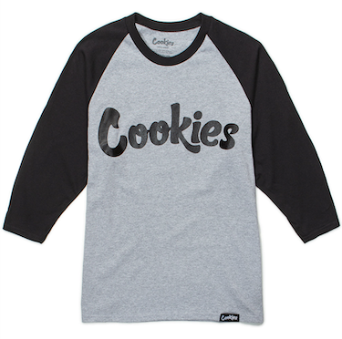 Cookies クッキーズ Logo Raglan Tee L/S グレー/ネイビー ロングTシャツ