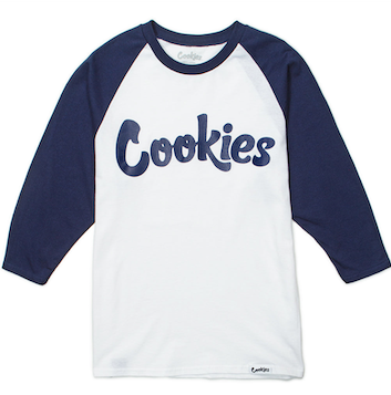 Cookies クッキーズ Logo Raglan Tee L/S グレー/ネイビー ロングTシャツ