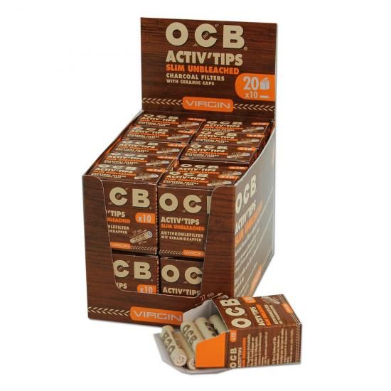 OCB オーシービー Activ'Tips Slim Unbleached 7mm 10個入りフィルター