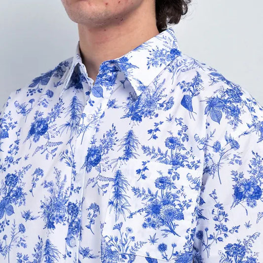 The High & Mighty ハイ＆マイティー Fine China White Short Sleeve Button Up Shirt シャツ ホワイト