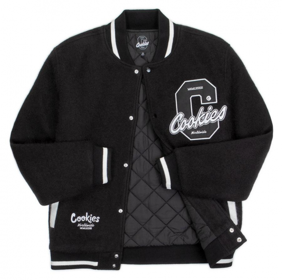 ★Cookies クッキーズ CULTIVATORS LETTERMAN JACKET ブラック レターマンジャケット