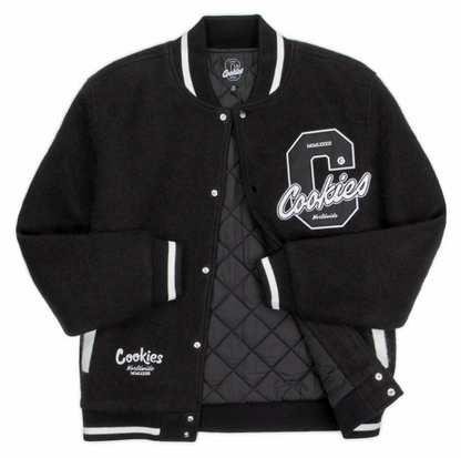★Cookies クッキーズ CULTIVATORS LETTERMAN JACKET ブラック レターマンジャケット