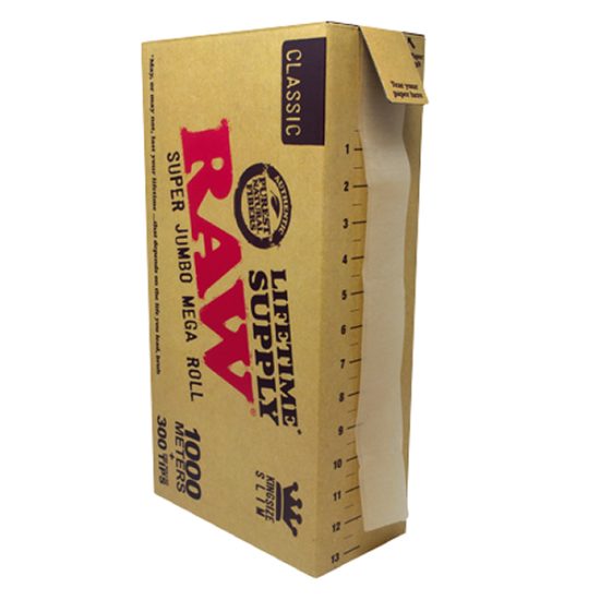 【箱売り】RAW ロウ Classic Super Jumbo Mega Roll 1000m ロールペーパー+チップ
