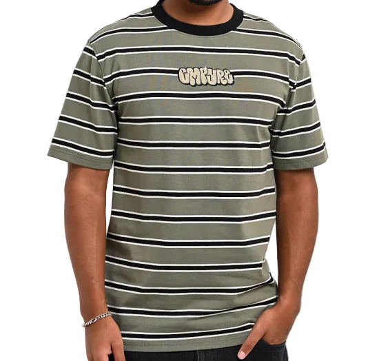 Empyre エンパイアBurner Knit Olive Green & Black Stripe T-Shirt Tシャツ オリーブ
