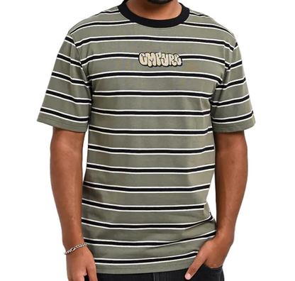 Empyre エンパイアBurner Knit Olive Green & Black Stripe T-Shirt Tシャツ オリーブ