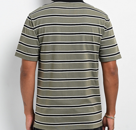 Empyre エンパイアBurner Knit Olive Green & Black Stripe T-Shirt Tシャツ オリーブ
