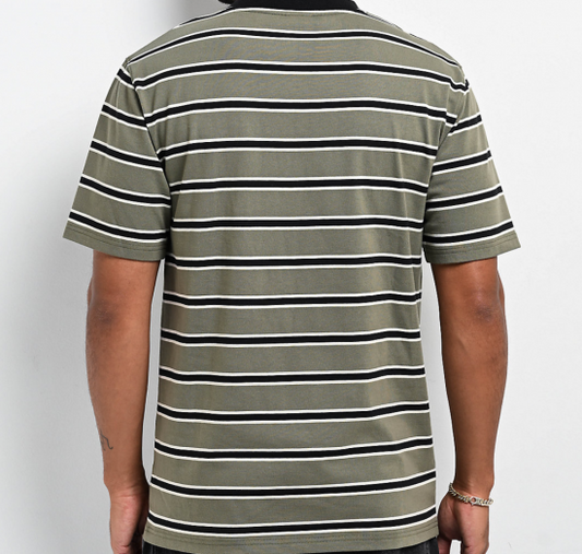 Empyre エンパイアBurner Knit Olive Green & Black Stripe T-Shirt Tシャツ オリーブ