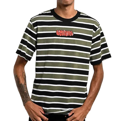 Empyre エンパイアBurner Knit Deep Lichen Green Stripe T-Shirt Tシャツ ブラックxグリーン