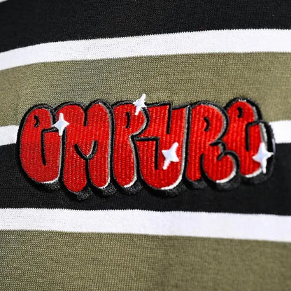 Empyre エンパイアBurner Knit Deep Lichen Green Stripe T-Shirt Tシャツ ブラックxグリーン