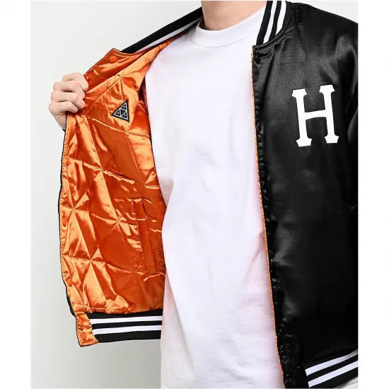 ★HUF ハフ Back 2 Back Black & Orange Reversible Bomber Jacket ジャケット