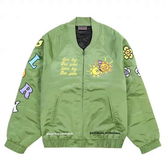 ★GLO GANG グロギャング Satin Bomber (Vintage Green) ジャケット ヴィンテージグリーン