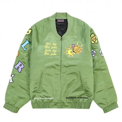 ★GLO GANG グロギャング Satin Bomber (Vintage Green) ジャケット ヴィンテージグリーン