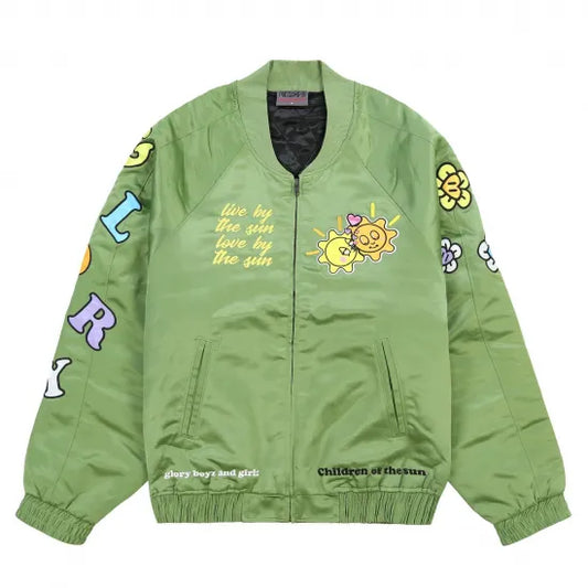 ★GLO GANG グロギャング Satin Bomber (Vintage Green) ジャケット ヴィンテージグリーン