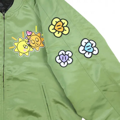 ★GLO GANG グロギャング Satin Bomber (Vintage Green) ジャケット ヴィンテージグリーン