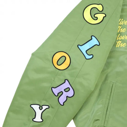 ★GLO GANG グロギャング Satin Bomber (Vintage Green) ジャケット ヴィンテージグリーン