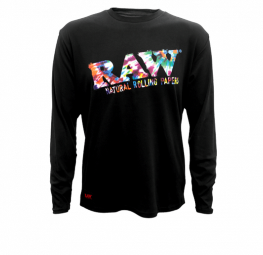 RAW ロウ LONG SLEEVE CREWNECK TEE L/S ロングTシャツ ブラック&タイダイ