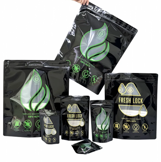Humidity Storage Terp Zip Bags 調湿ジップバッグ 58%-62% (1/8オンス/1オンス/8オンス/1ポンド)