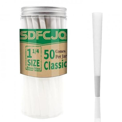 SDFCJQ White Slow-Burning Pre Rolled Paper Cones 1 1/4Size 50本入 プレロールコーン