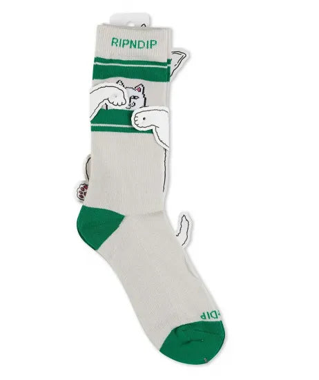 RIPNDIP リップンディップ Peeking Nermal Grey & Green Crew Socks ソックス