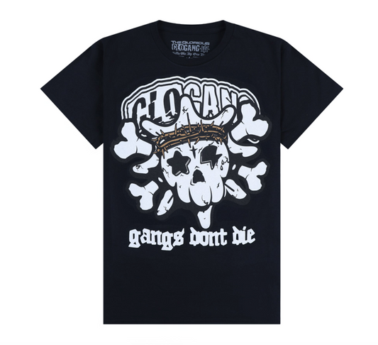 Glo Gang グロギャング 
Gangs Don't Die Tee (Black/White) Tシャツ