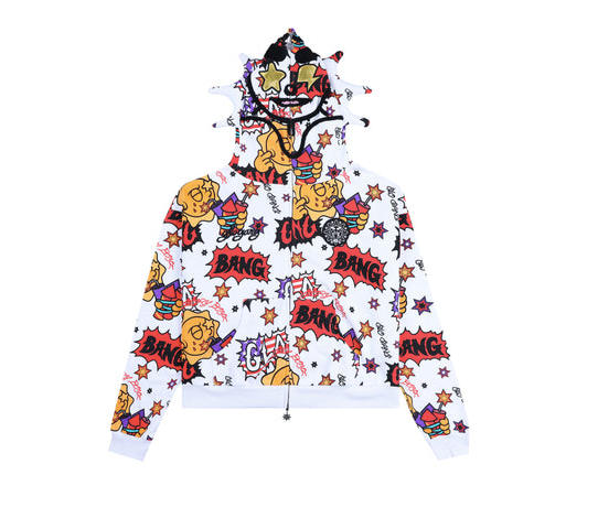 ★Glo Gang グロギャング Full Zip Hoodie (White) フーディ