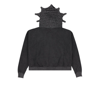 ★Glo Gang グロギャング GG Rhinestone Full Zip Hoodie (Vintage Wash Black) フーディ