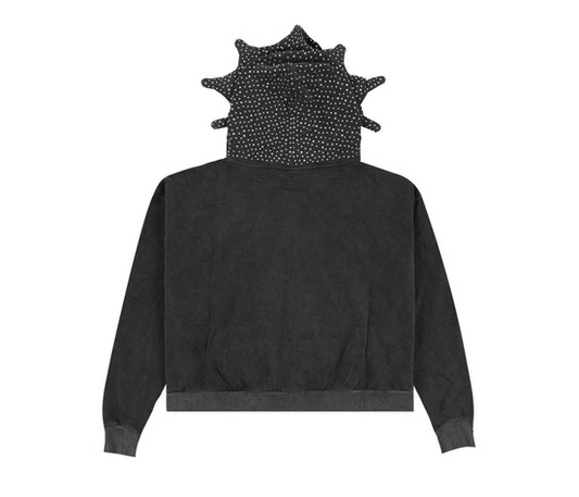 Glo Gang グロギャング GG Rhinestone Full Zip Hoodie (Vintage Wash Black) フーディ