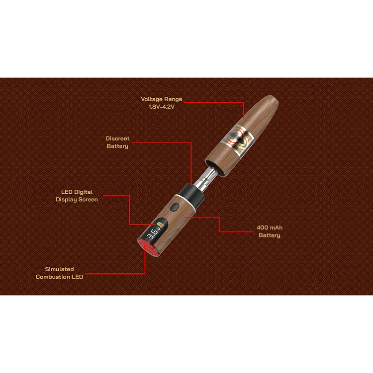 DOTECO H-Ciga 510 Vape 400mah ステルスベッテリー